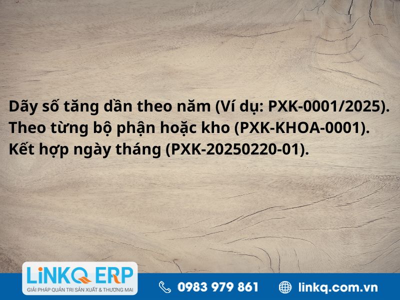 Cách đánh số Phiếu xuất kho